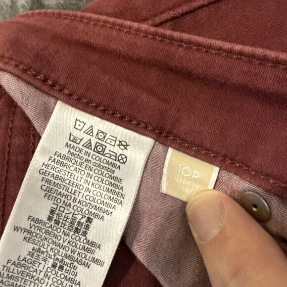 Michael Kors Skinny Stretch Jeans Womens Sz 10p Mid Rise Burgundy Red Denim - Picture 6 of 10